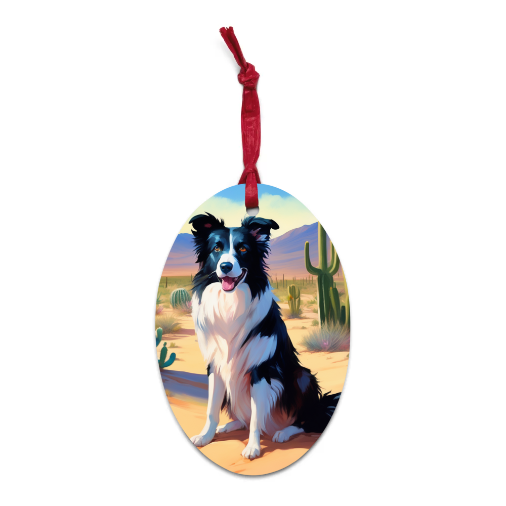 PugMug Custom Border Collie Wooden Ornament