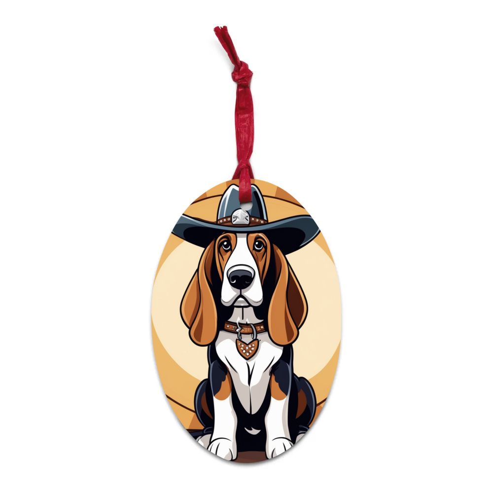 PugMug Custom Basset Hound Wooden Ornament