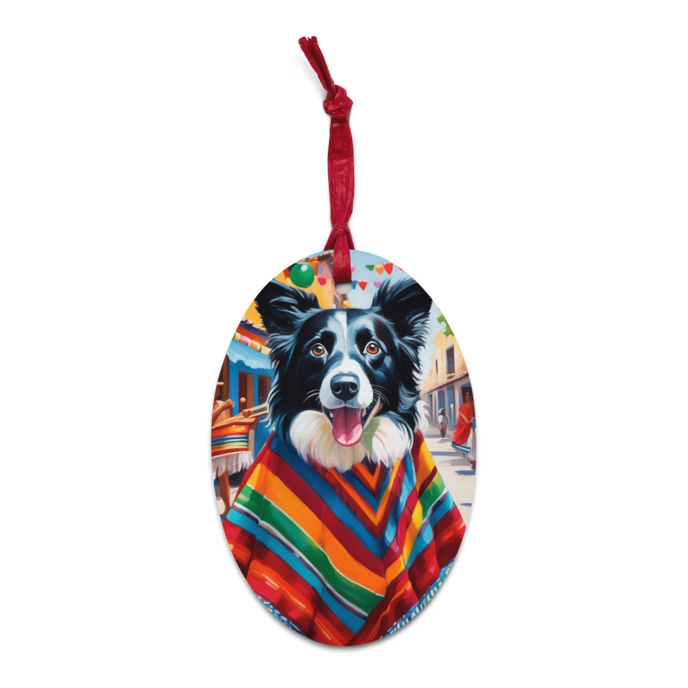 PugMug Custom Border Collie Wooden Ornament