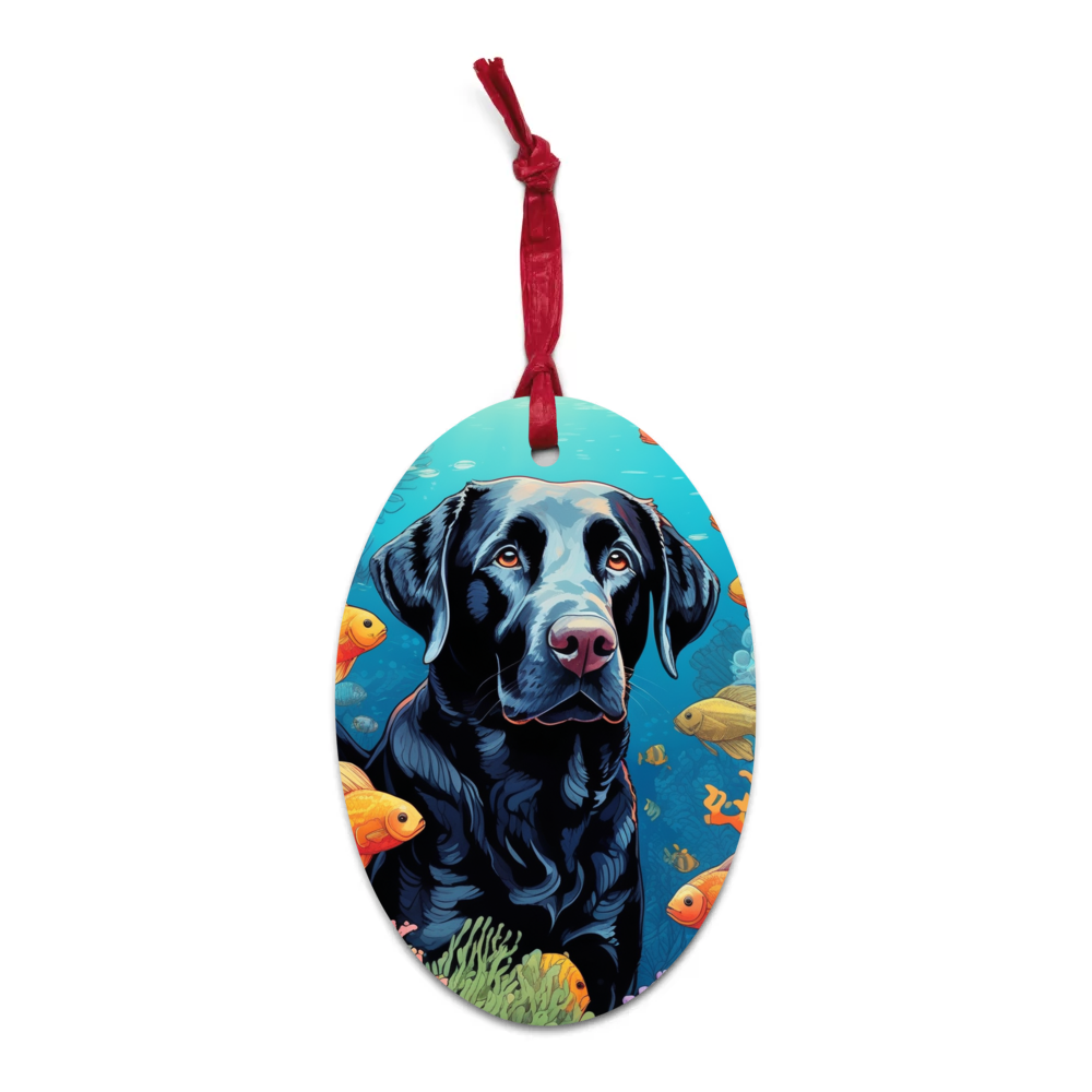 PugMug Custom Black Labrador Retriever Wooden Ornament