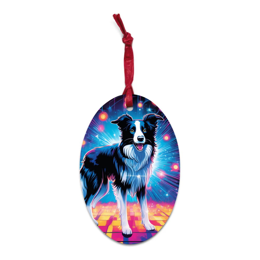 PugMug Custom Border Collie Wooden Ornament