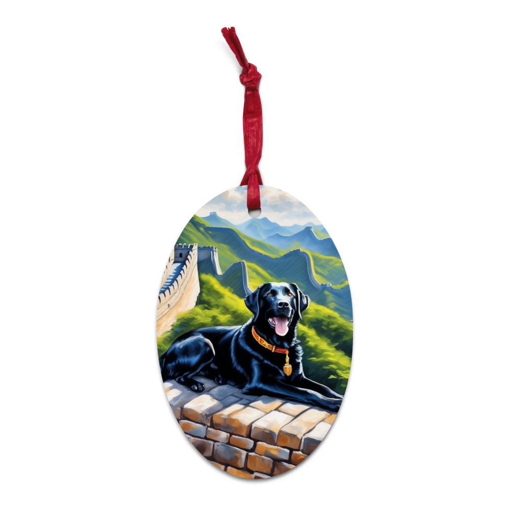 PugMug Custom Black Labrador Retriever Wooden Ornament