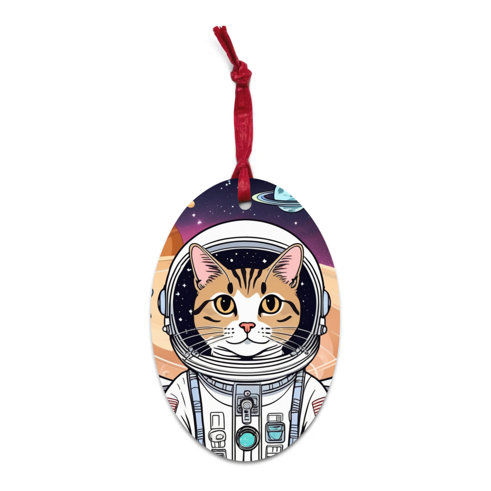 PugMug Custom Tabby Companion Cat Wooden Ornament