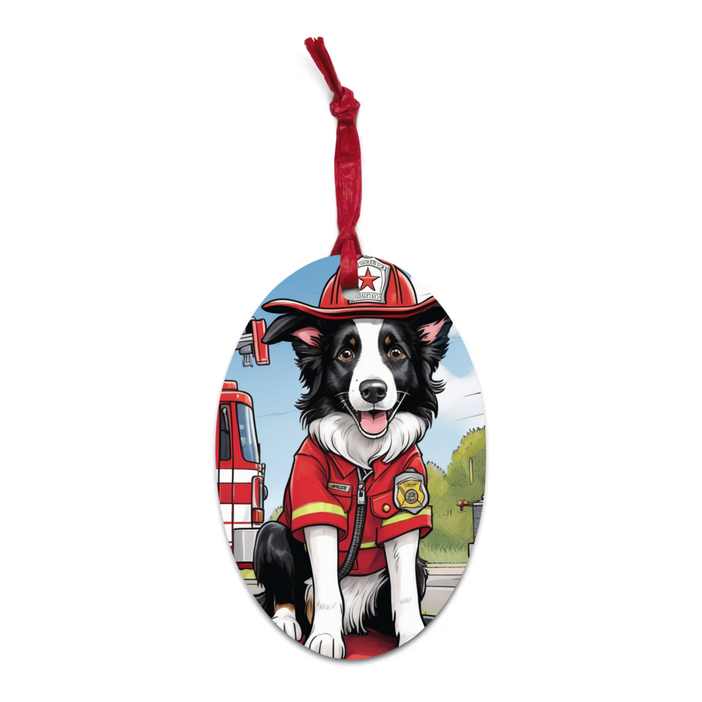 PugMug Custom Border Collie Wooden Ornament
