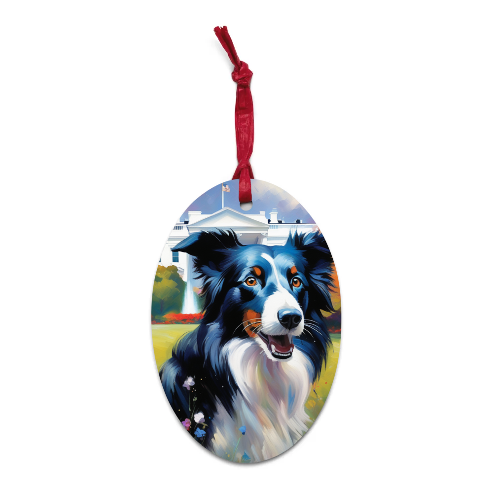 PugMug Custom Border Collie Wooden Ornament