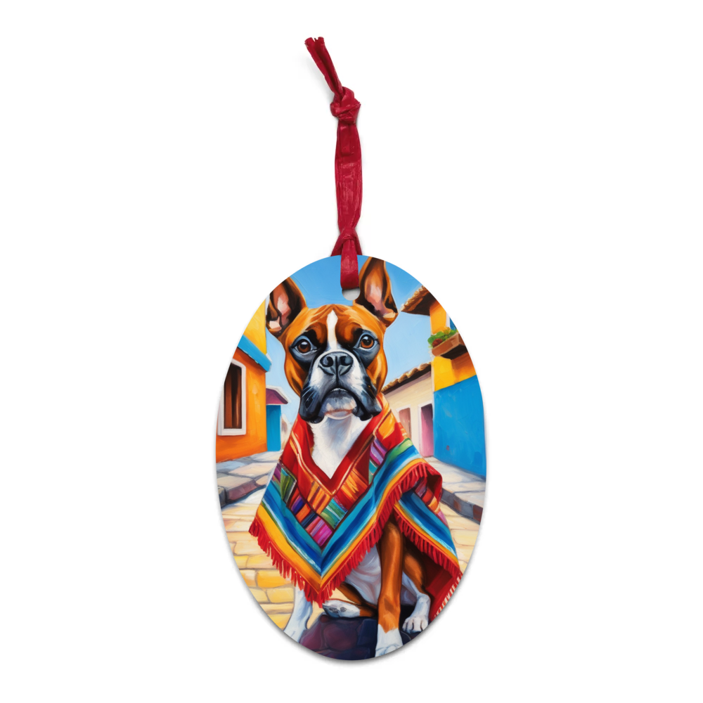 PugMug Custom Boxer Dog Wooden Ornament