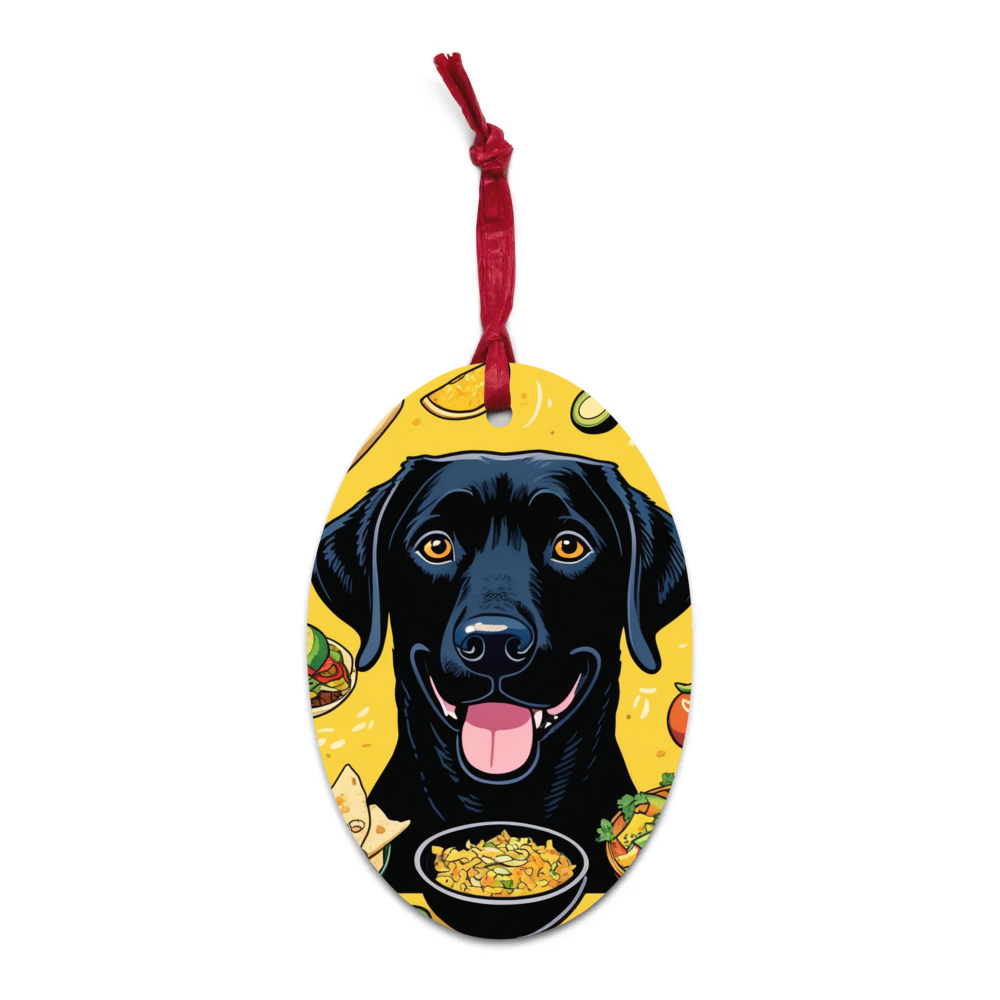 PugMug Custom Black Labrador Retriever Wooden Ornament