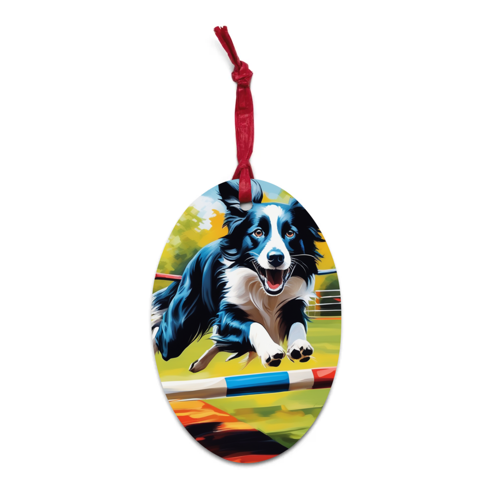 PugMug Custom Border Collie Wooden Ornament