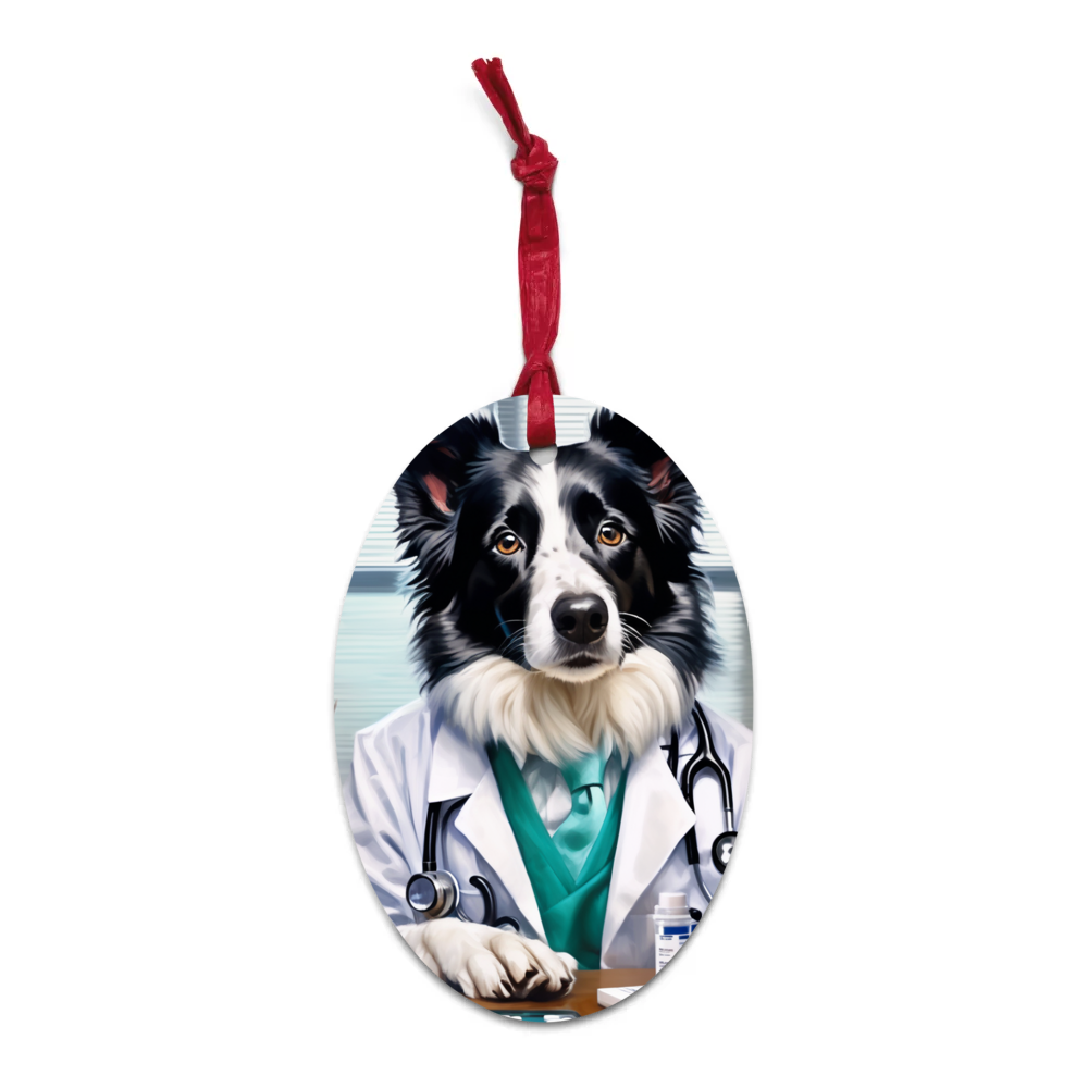 PugMug Custom Border Collie Wooden Ornament