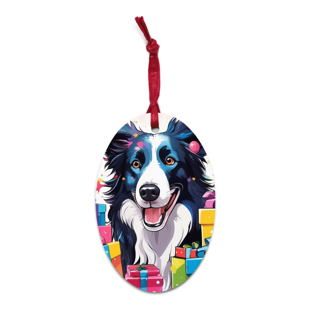 PugMug Custom Border Collie Wooden Ornament