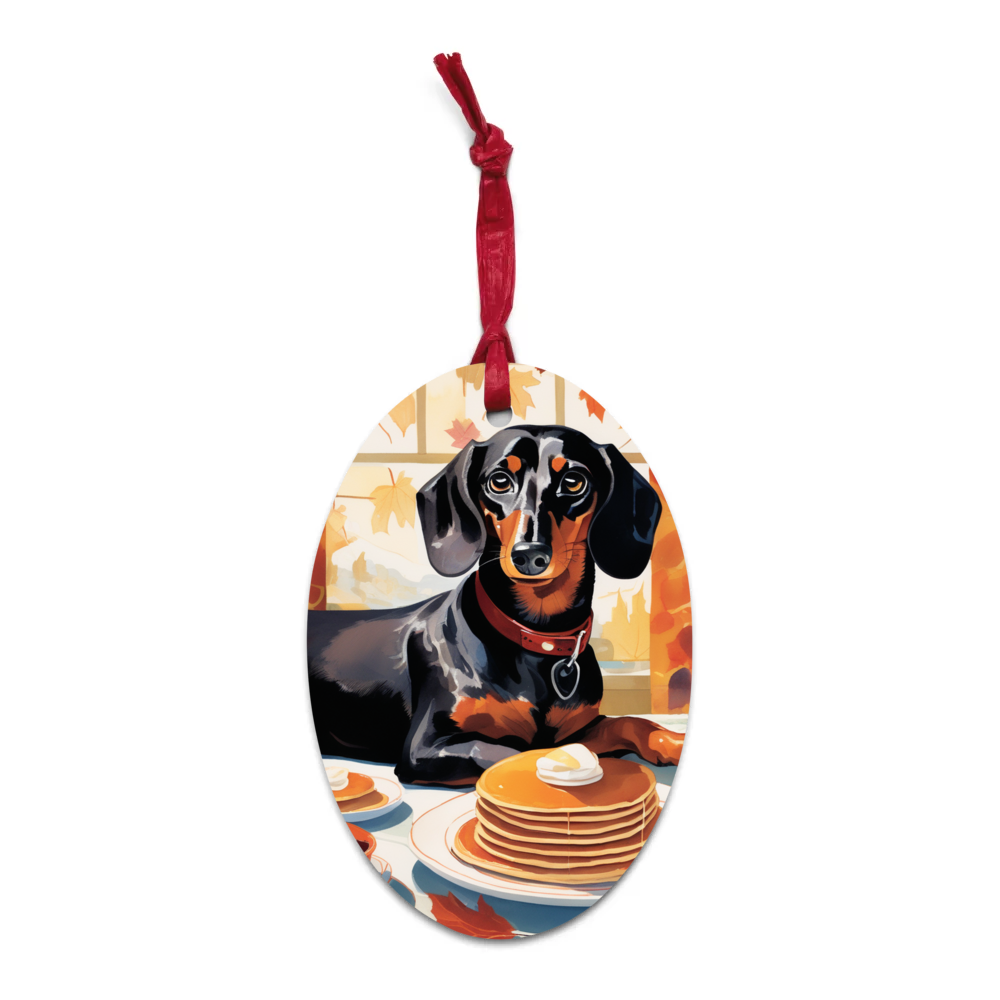 PugMug Custom Black Dachshund Wooden Ornament