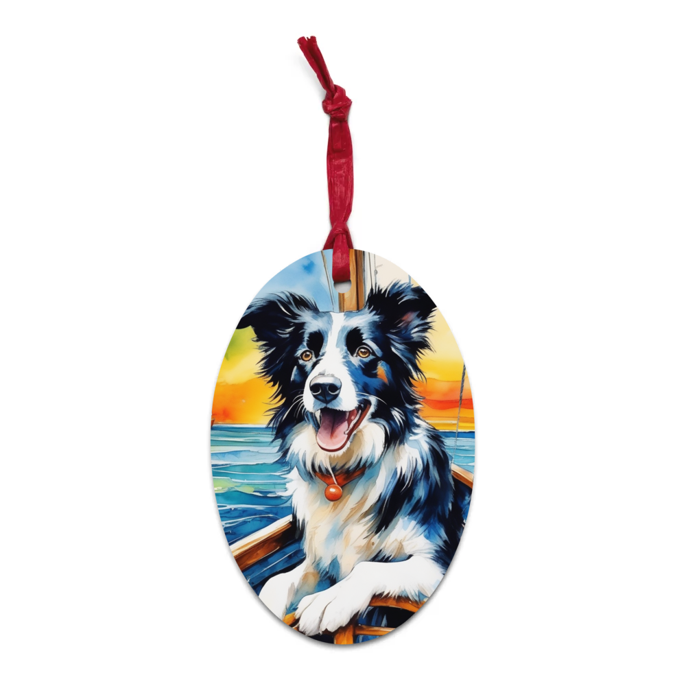PugMug Custom Border Collie Wooden Ornament