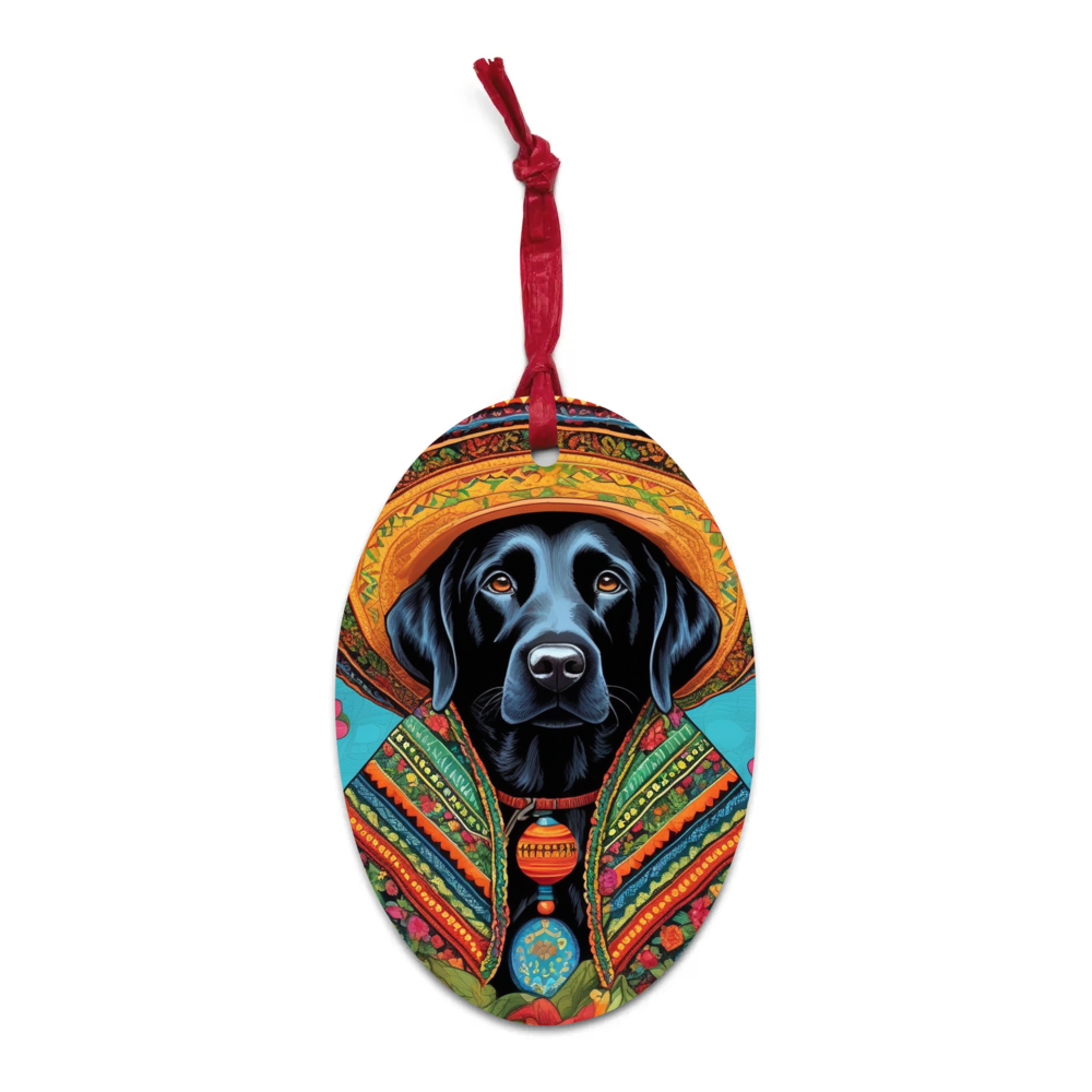 PugMug Custom Black Labrador Retriever Wooden Ornament