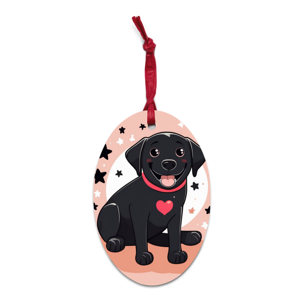 PugMug Custom Black Labrador Retriever Wooden Ornament