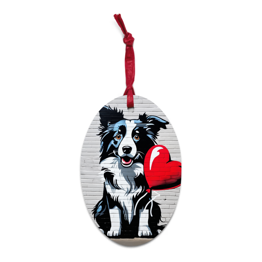 PugMug Custom Border Collie Wooden Ornament