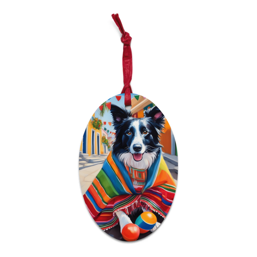 PugMug Custom Border Collie Wooden Ornament