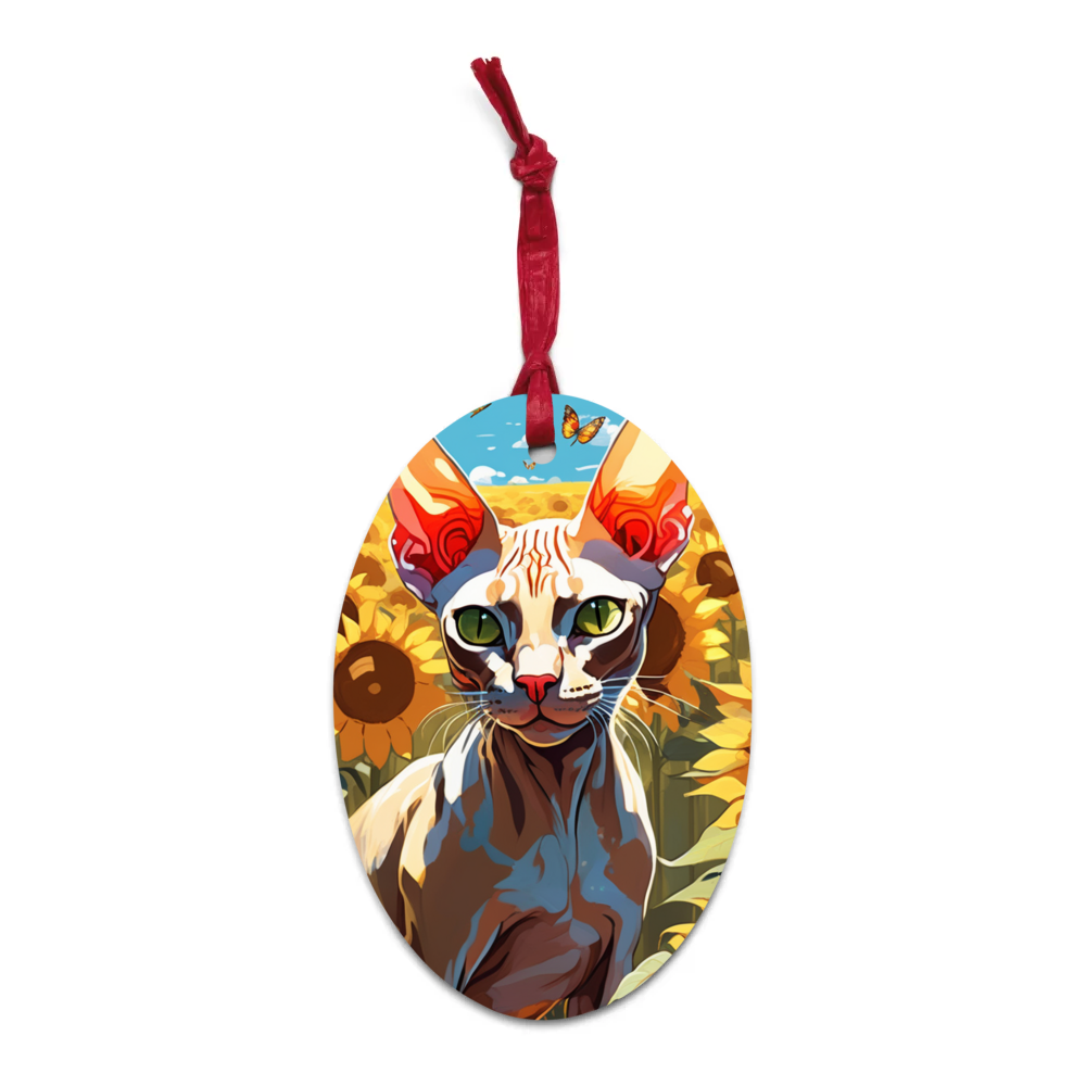 PugMug Custom Tabby Sphynx Cat Wooden Ornament