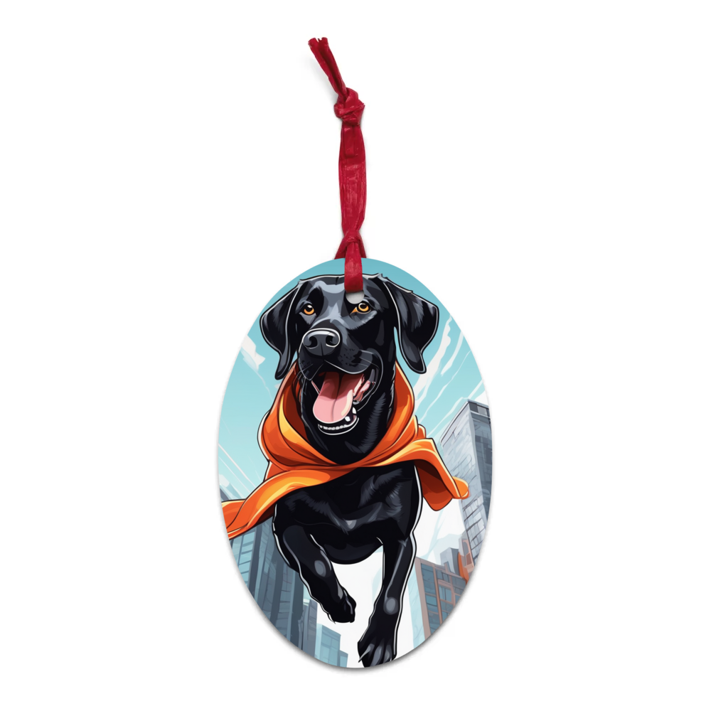 PugMug Custom Black Labrador Retriever Wooden Ornament