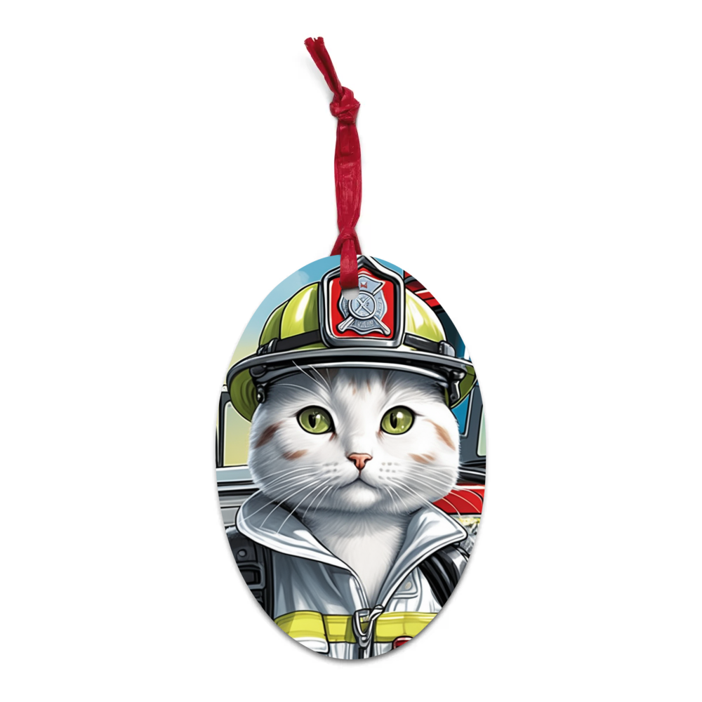 PugMug Custom White Companion Cat Wooden Ornament