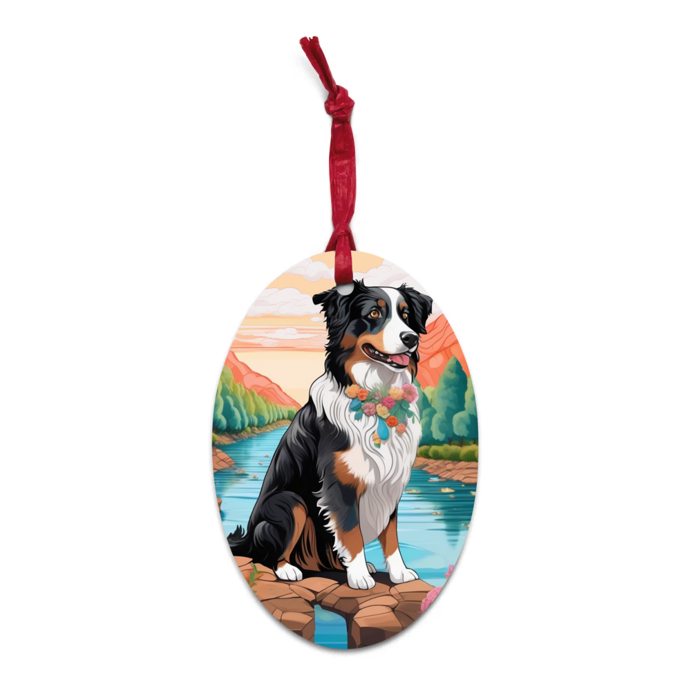 PugMug Custom Australian Shepherd Dog Wooden Ornament