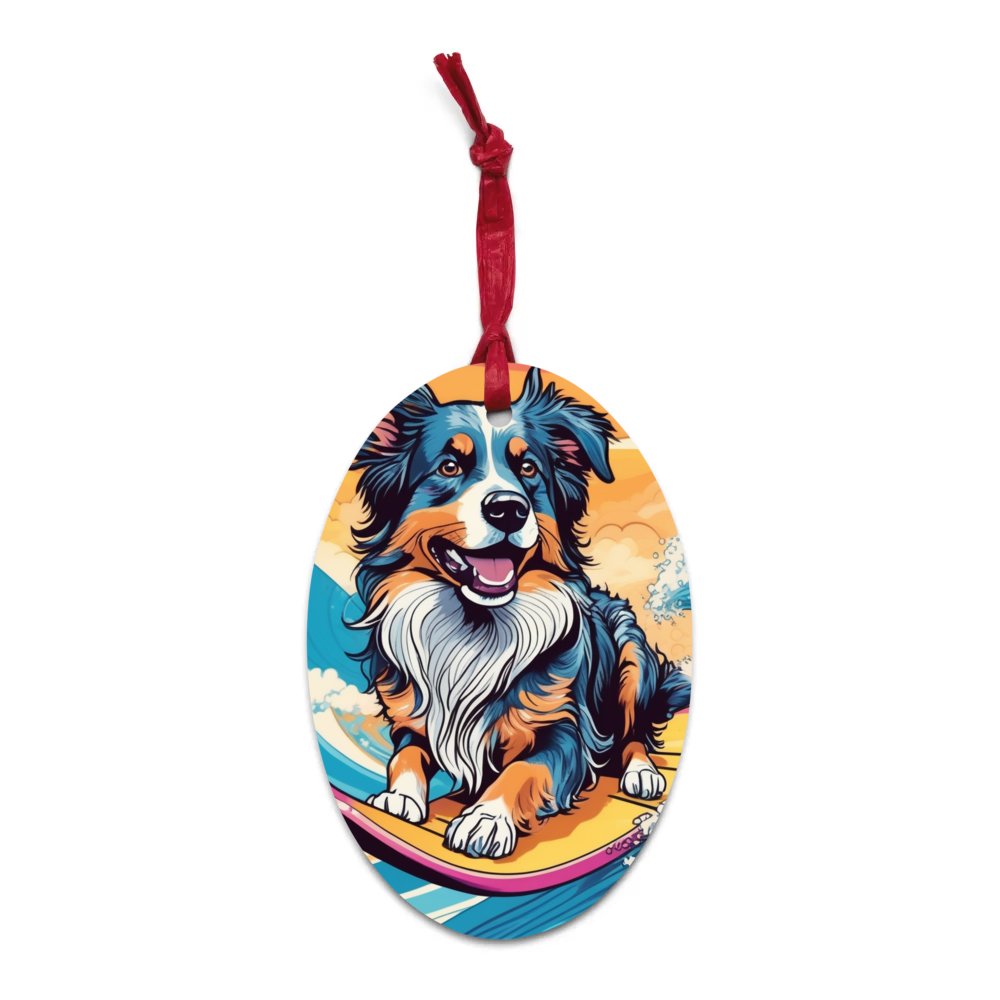 PugMug Custom Australian Shepherd Dog Wooden Ornament