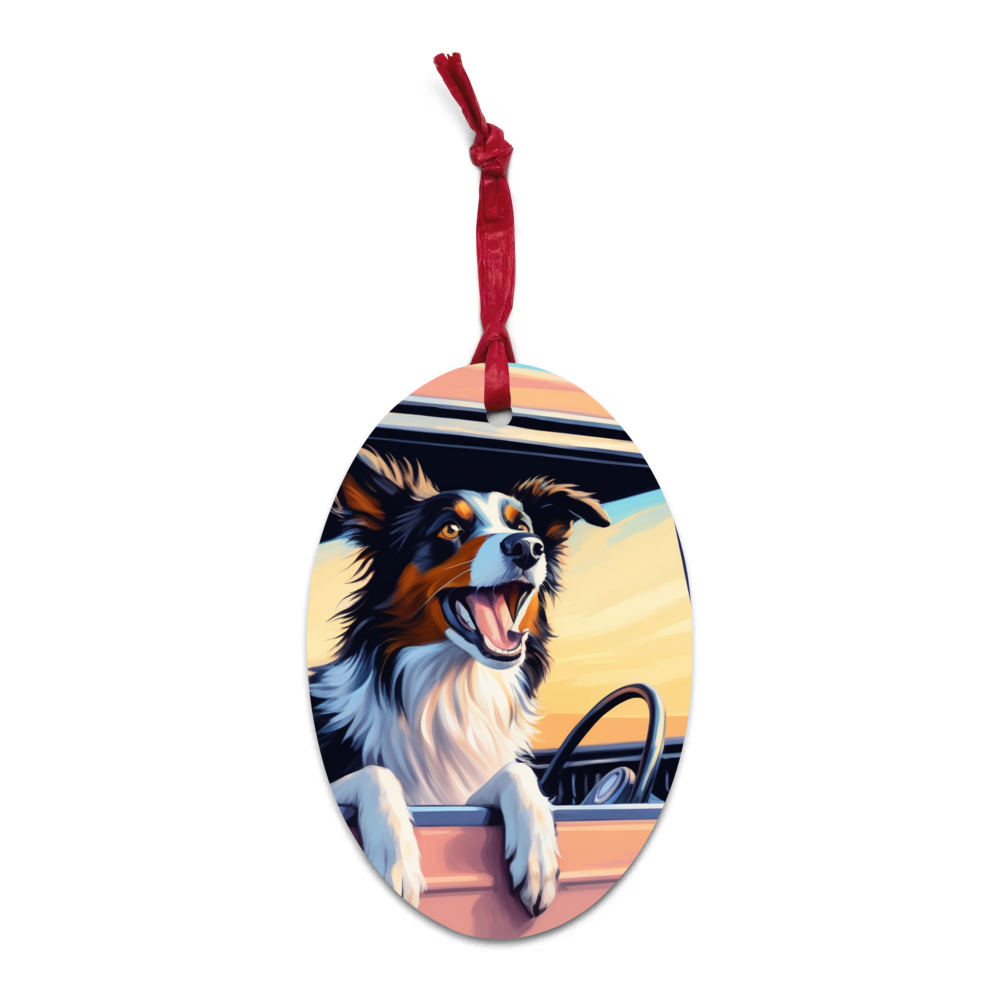 PugMug Custom Border Collie Wooden Ornament