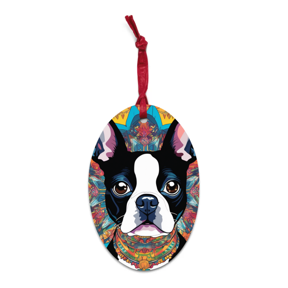 PugMug Custom Boston Terrier Wooden Ornament
