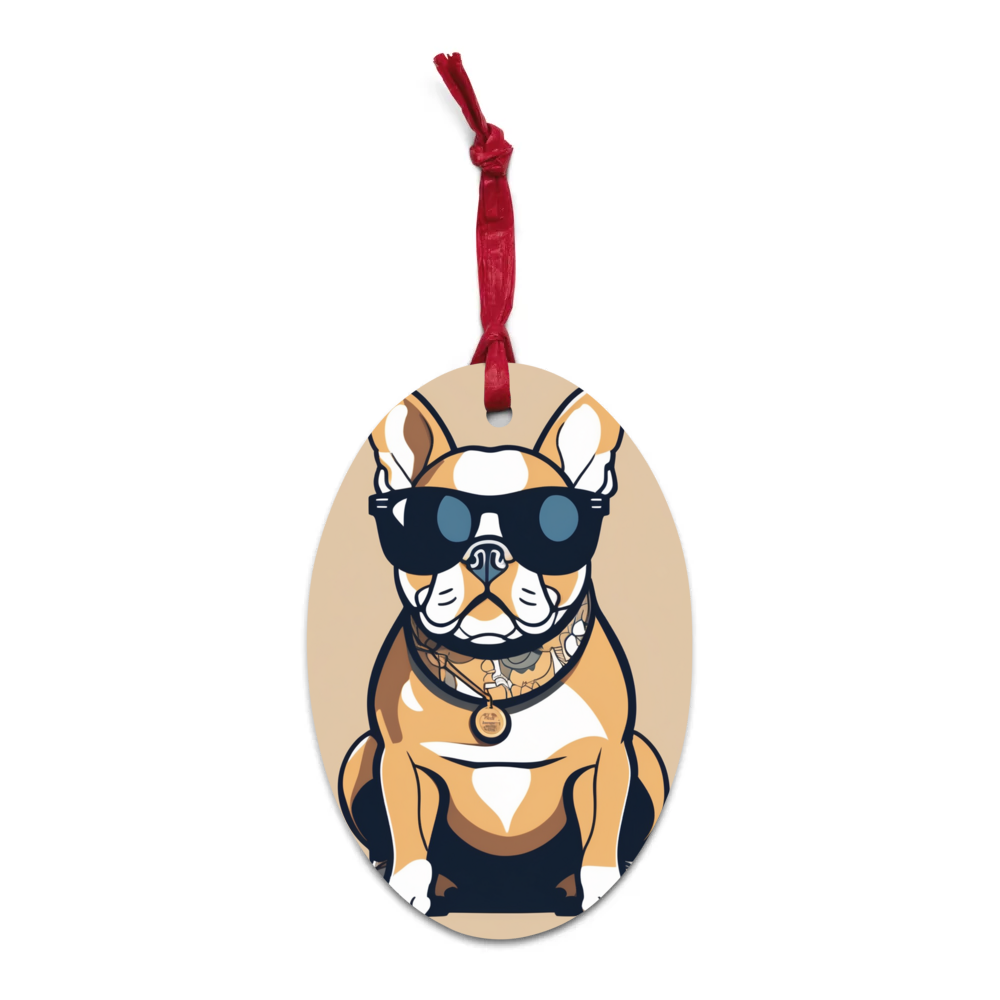 PugMug Custom Tan French Bulldog Wooden Ornament