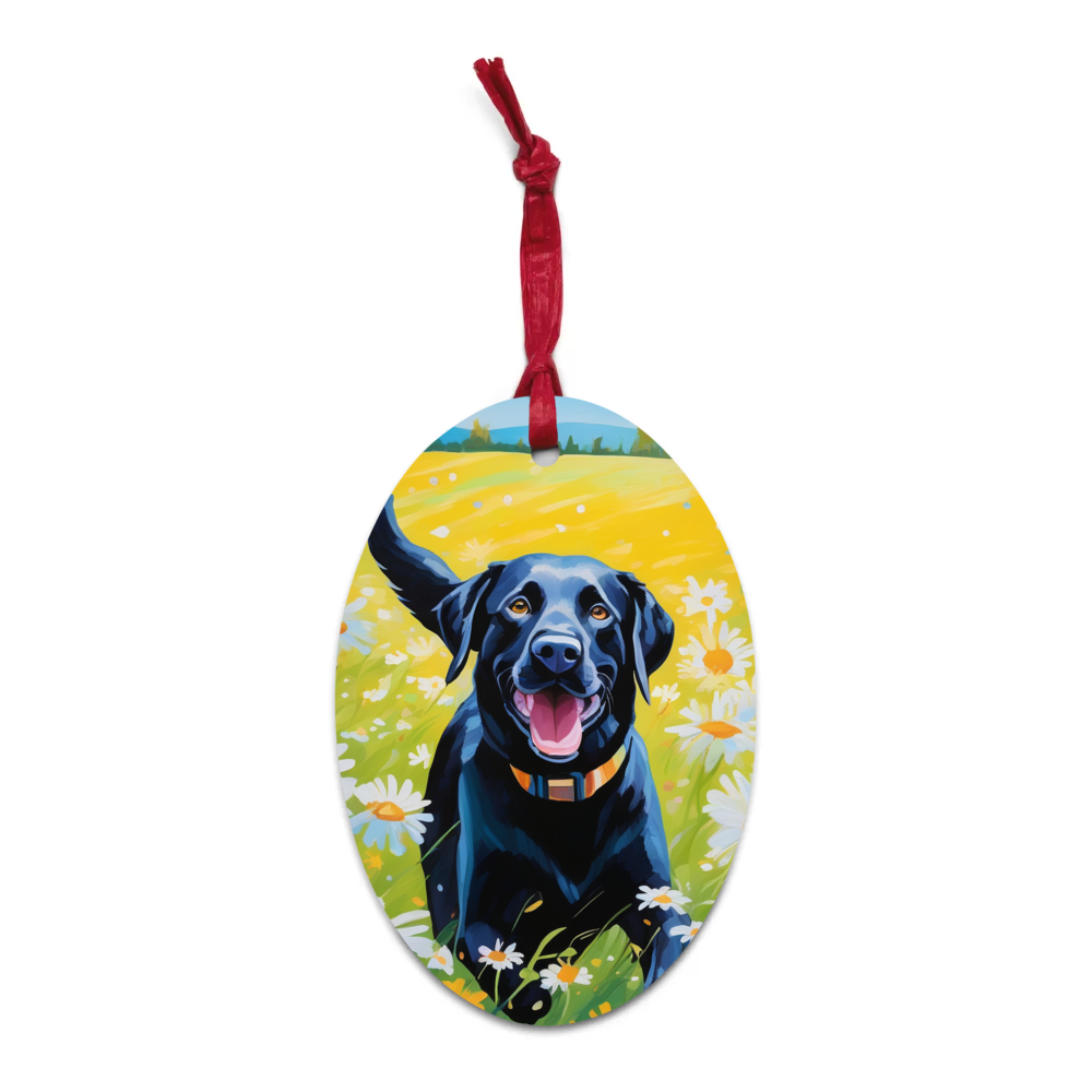 PugMug Custom Black Labrador Retriever Wooden Ornament