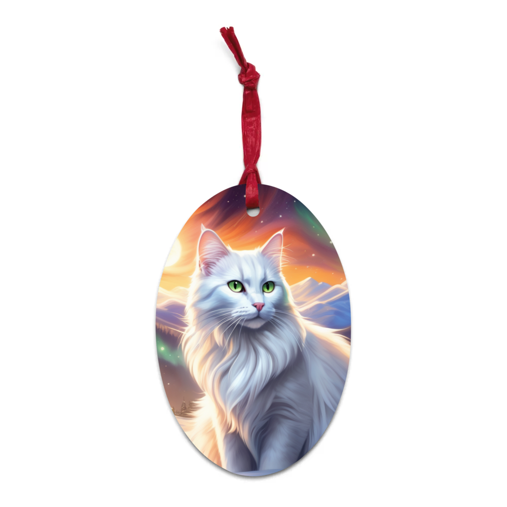 PugMug Custom White Companion Cat Wooden Ornament