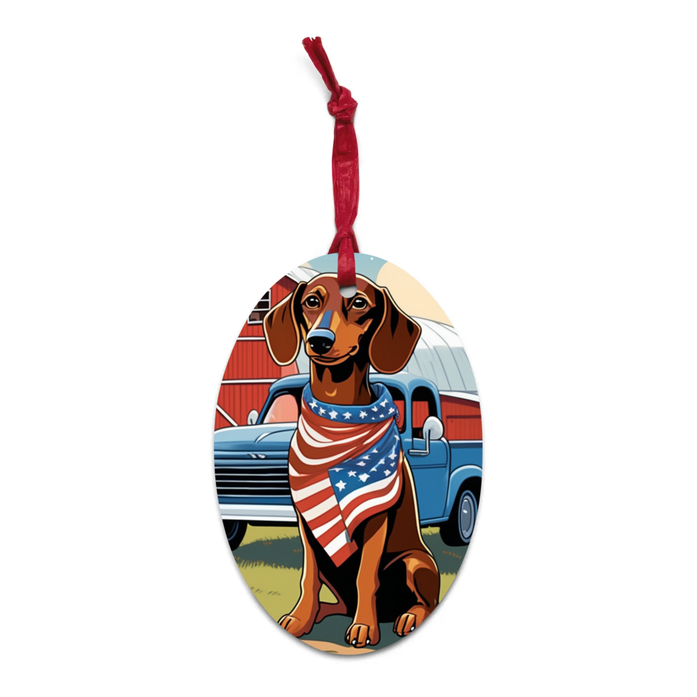 PugMug Custom Tan Dachshund Wooden Ornament