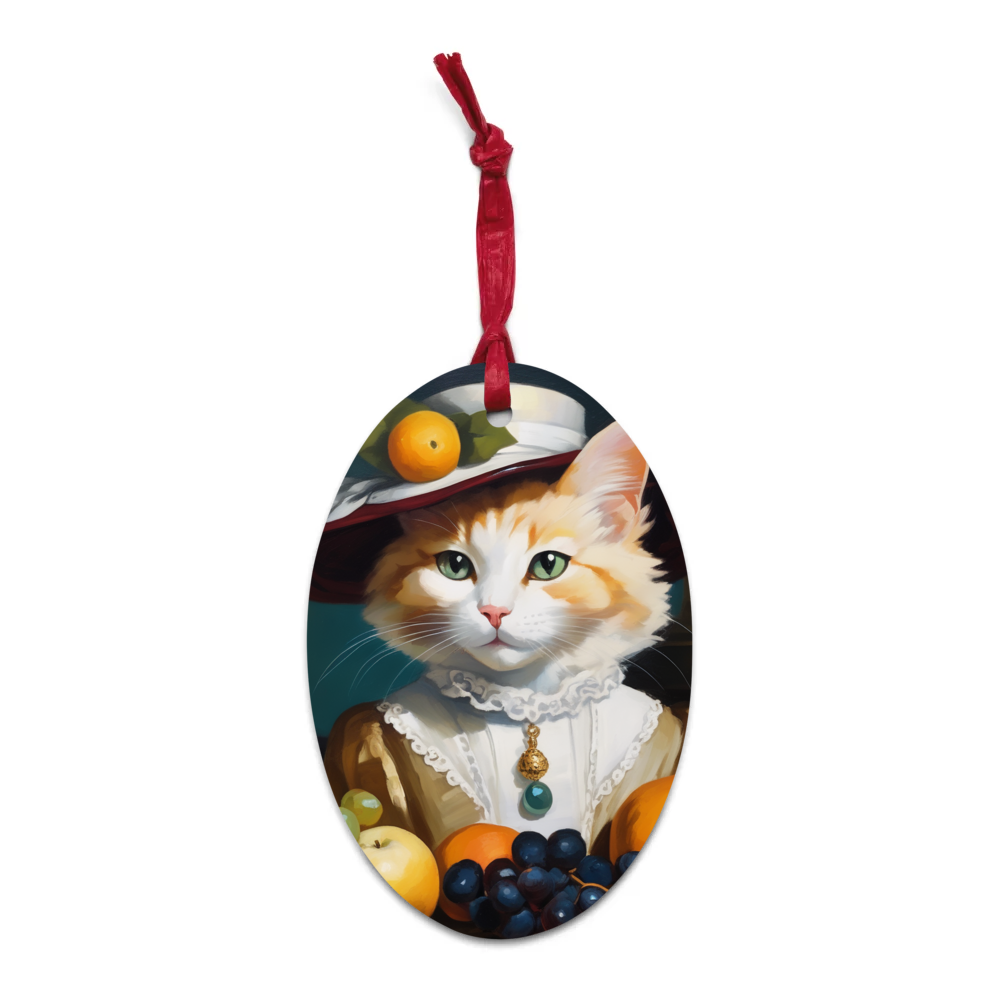 PugMug Custom White Companion Cat Wooden Ornament