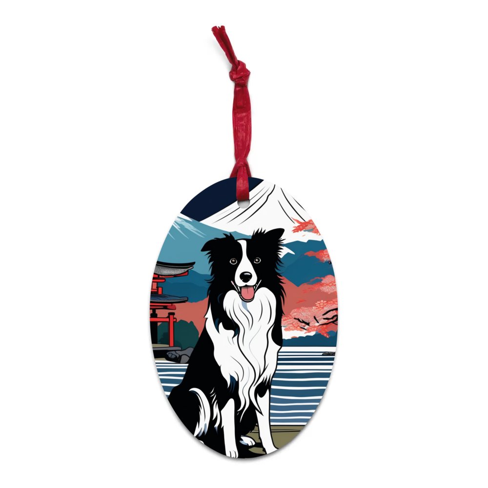 PugMug Custom Border Collie Wooden Ornament