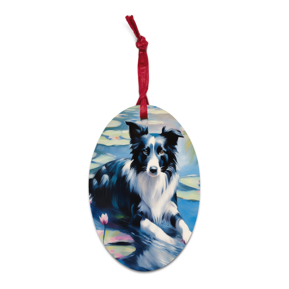 PugMug Custom Border Collie Wooden Ornament