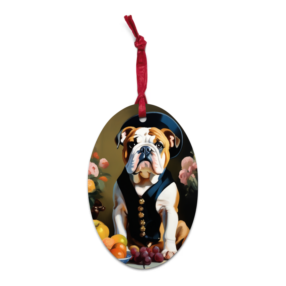 PugMug Custom Bulldog Wooden Ornament