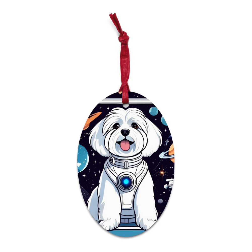 PugMug Custom White Havanese Dog Wooden Ornament