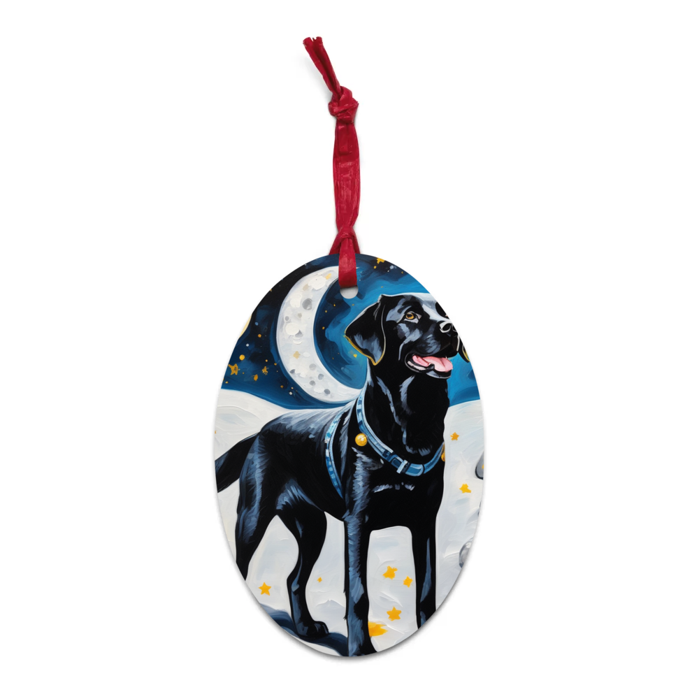 PugMug Custom Black Labrador Retriever Wooden Ornament