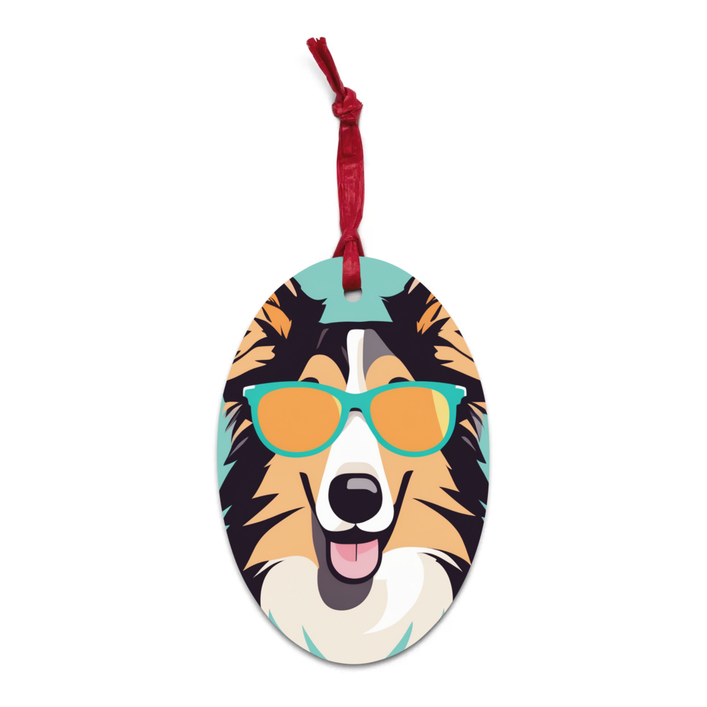 PugMug Custom Collie Wooden Ornament