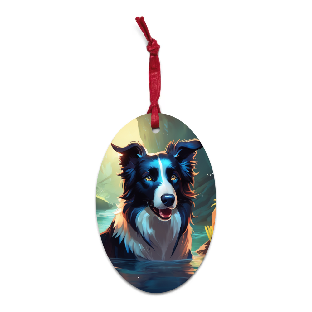 PugMug Custom Border Collie Wooden Ornament