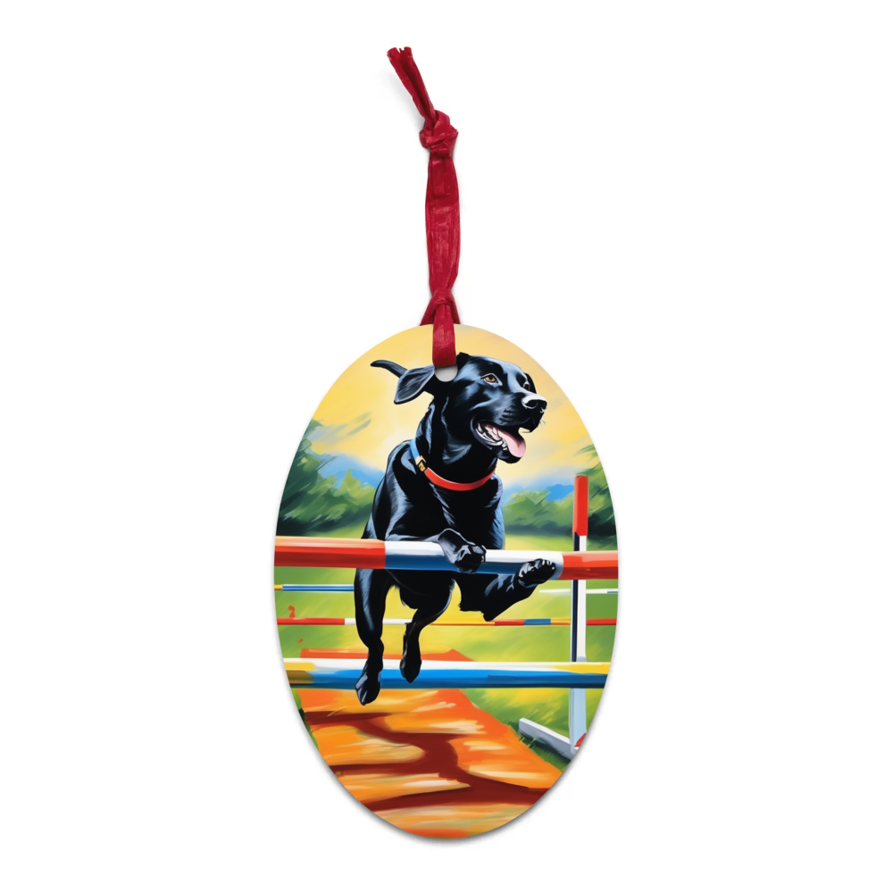 PugMug Custom Black Labrador Retriever Wooden Ornament