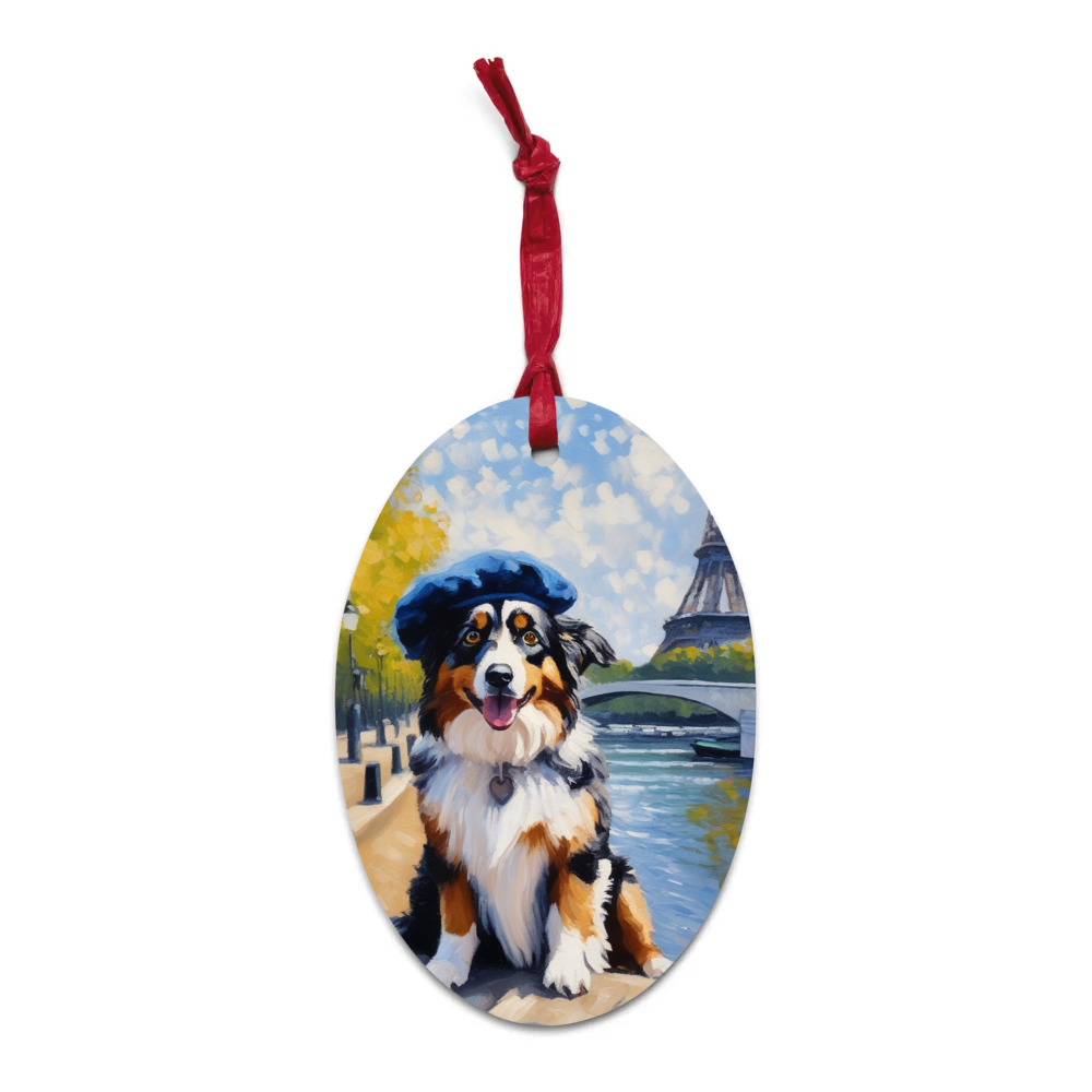 PugMug Custom Australian Shepherd Dog Wooden Ornament