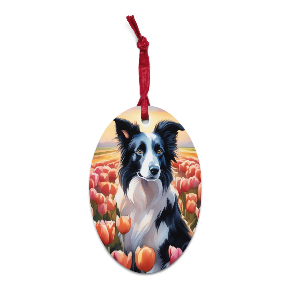 PugMug Custom Border Collie Wooden Ornament