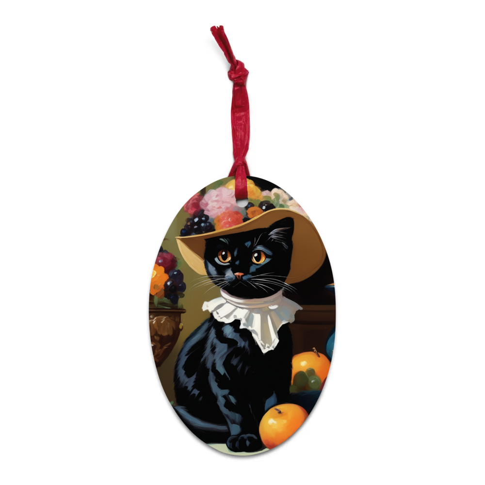PugMug Custom Black Exotic Cat Wooden Ornament