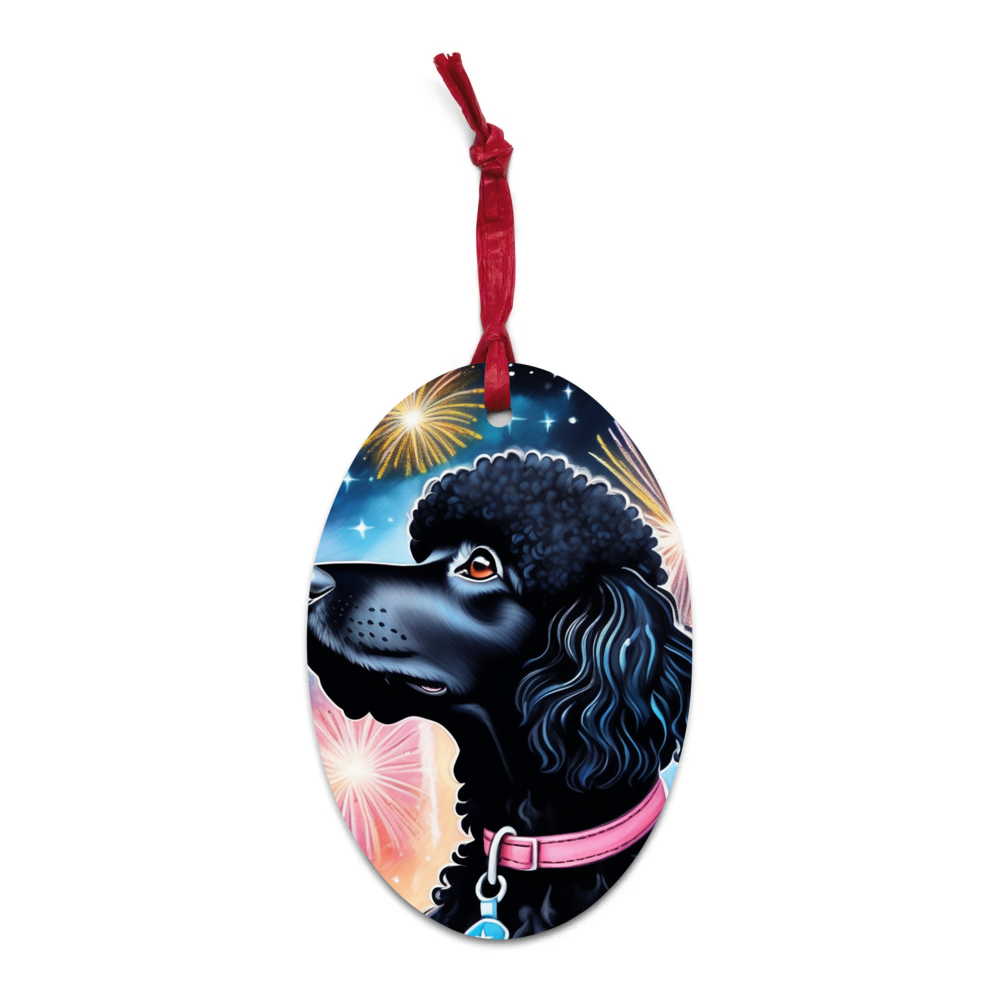 PugMug Custom Black Poodle Wooden Ornament
