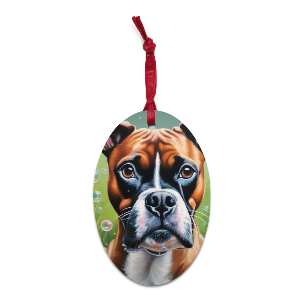 PugMug Custom Boxer Dog Wooden Ornament