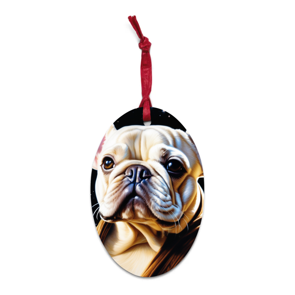 PugMug Custom White French Bulldog Wooden Ornament