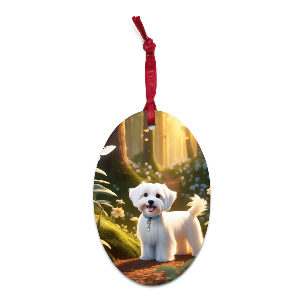 PugMug Custom White Havanese Dog Wooden Ornament
