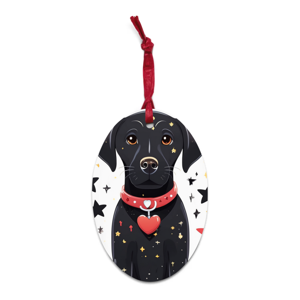 PugMug Custom Black Labrador Retriever Wooden Ornament
