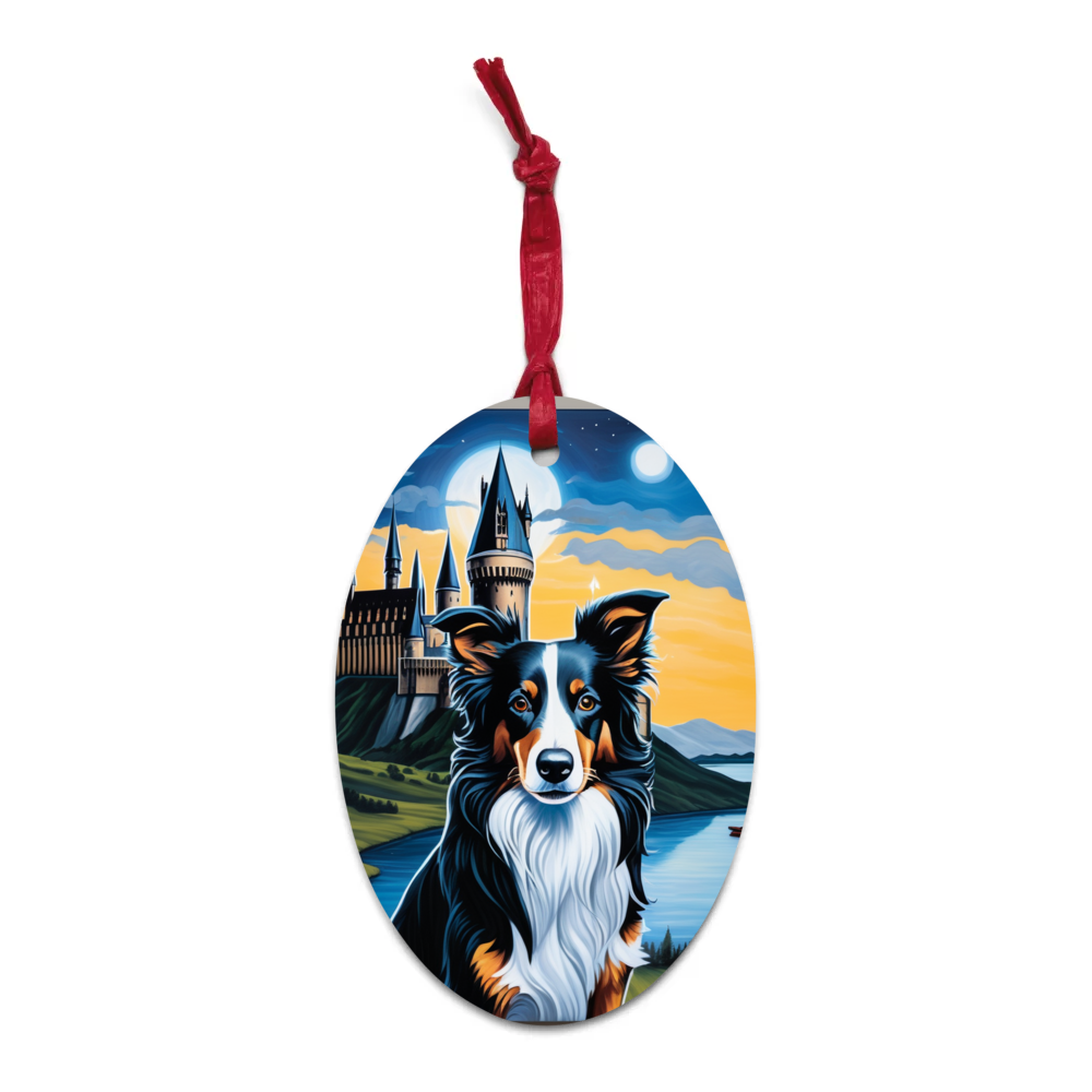 PugMug Custom Border Collie Wooden Ornament