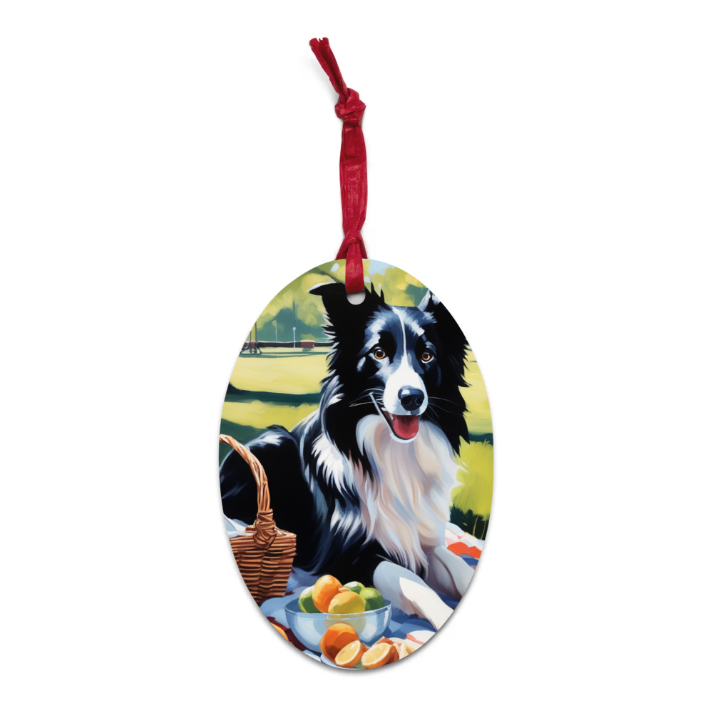 PugMug Custom Border Collie Wooden Ornament